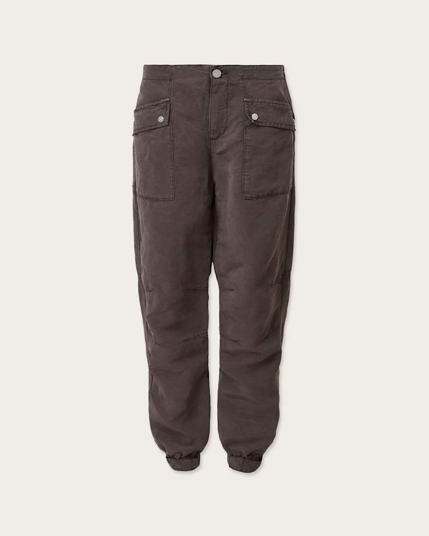 AllSaints Val Linen Blend Cargo Pants Women's Dark Brown Women's
