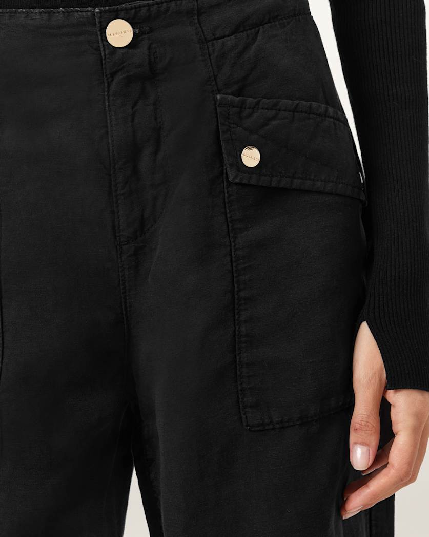 AllSaints Val Cargo Linen Blend Pants Women's Midnight Blue Women's
