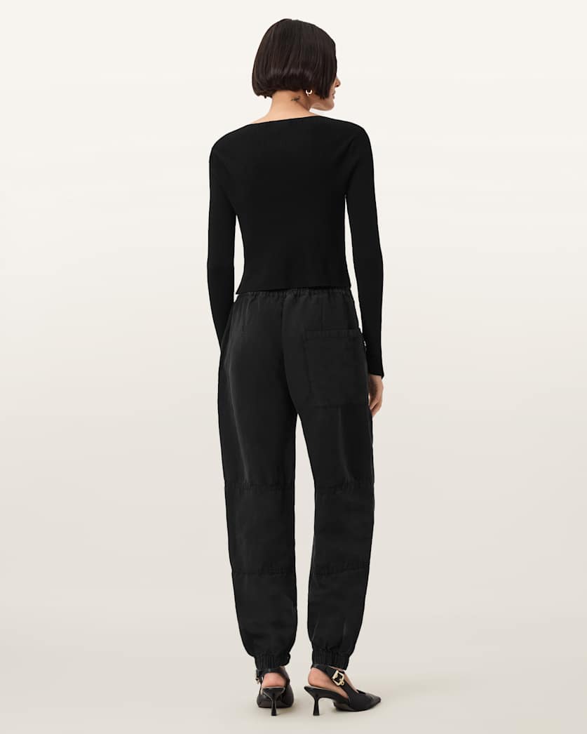 AllSaints Val Cargo Linen Blend Pants Women's Midnight Blue Women's