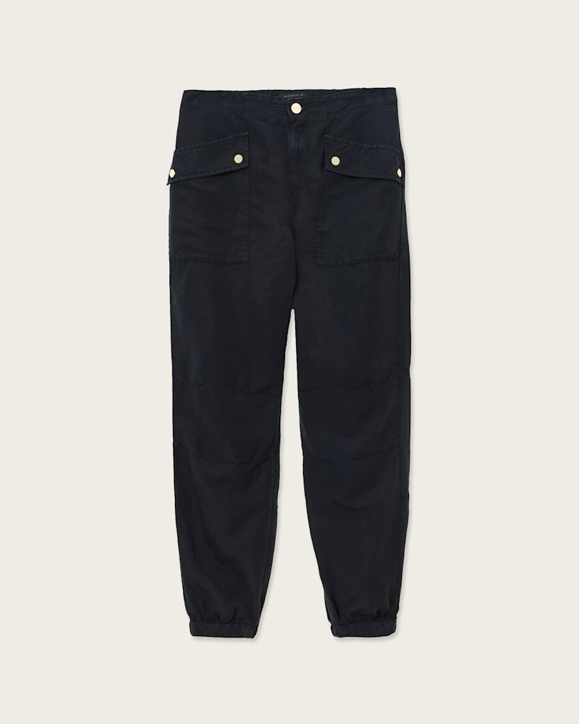 AllSaints Val Cargo Linen Blend Pants Women's Midnight Blue Women's