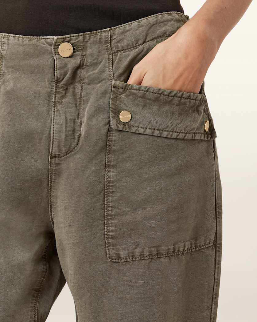 AllSaints Val Cargo Linen Blend Pants Women's Midnight Blue Women's