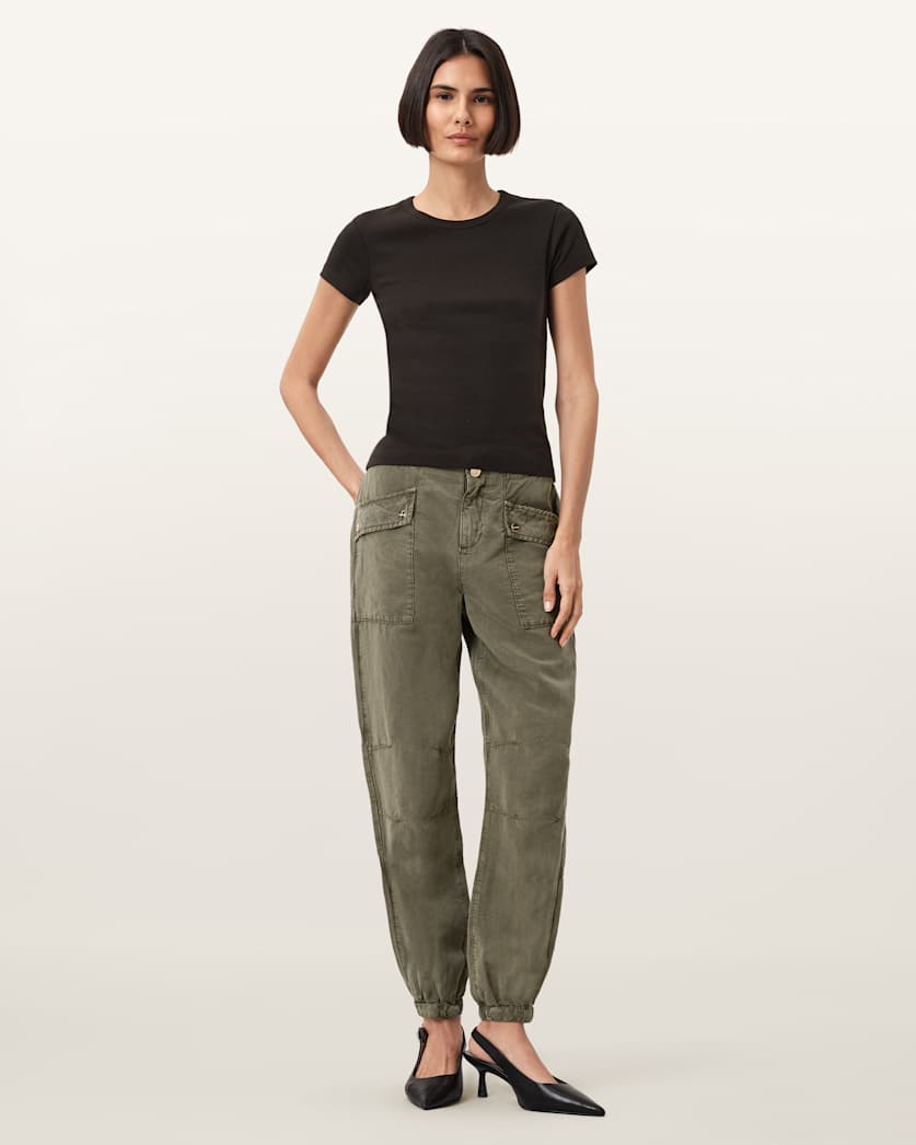 AllSaints Val Cargo Linen Blend Pants Women's Midnight Blue Women's