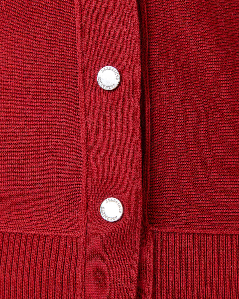AllSaints Honor V Neck Cardigan Women's Crimson Red Women's