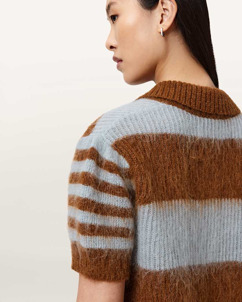 AllSaints Clem Wool Blend Polo Women's Hay Yellow/White Women's