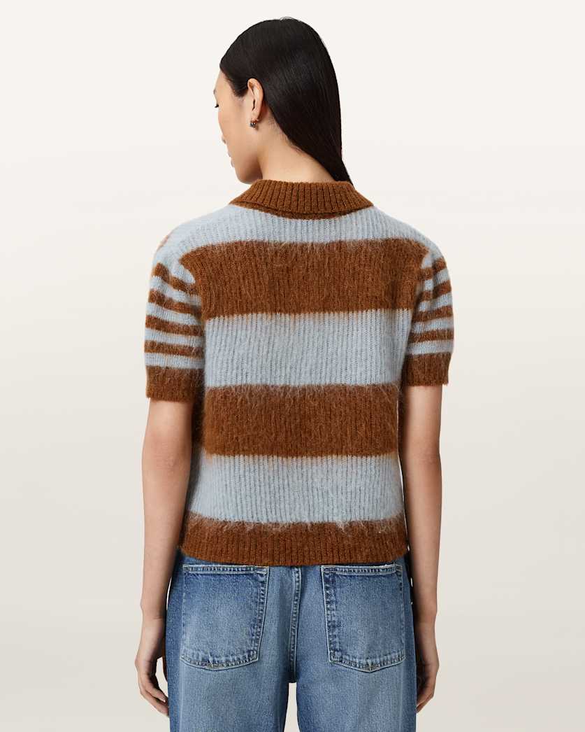 AllSaints Clem Wool Blend Polo Women's Hay Yellow/White Women's