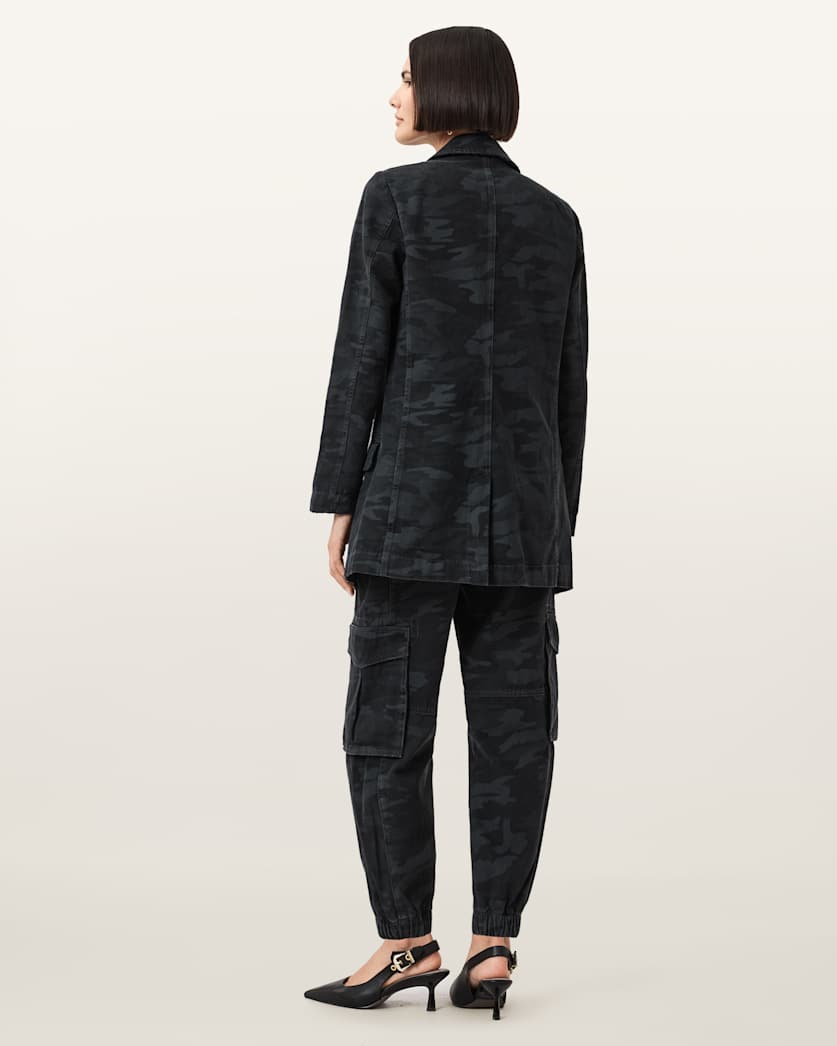 AllSaints Freda Camouflage Denim Cargo Pants Women's Camo Ink Blue Women's