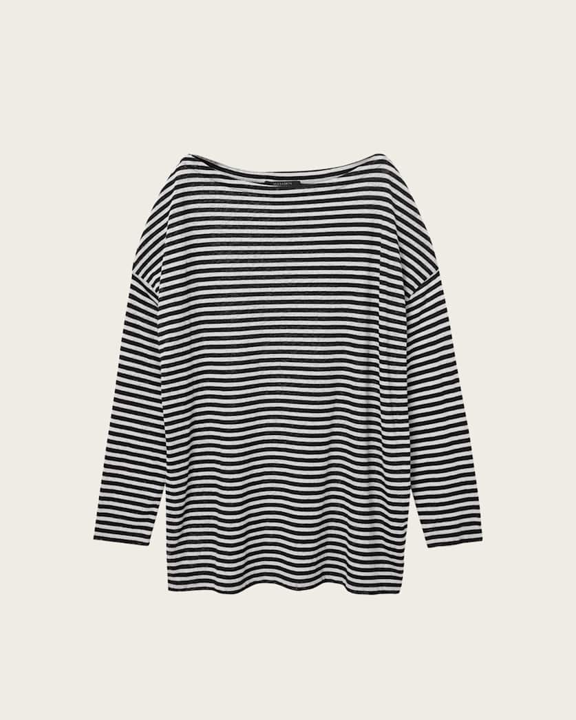 AllSaints Rita Relaxed Fit Striped T Shirt Women's Chalk/Ink Women's