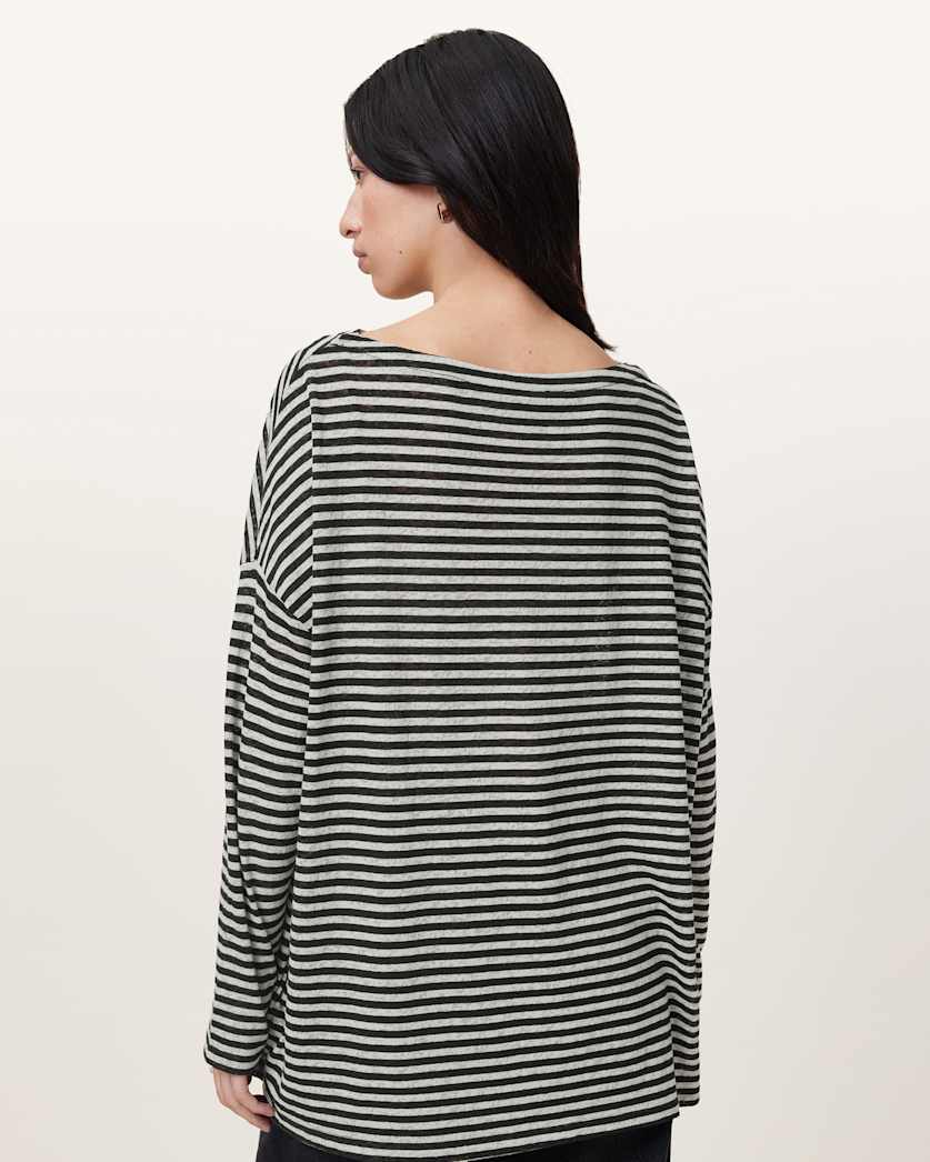AllSaints Rita Relaxed Fit Striped T Shirt Women's Chalk/Ink Women's