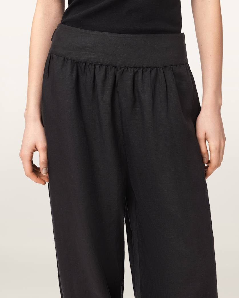 AllSaints Harrie Linen Blend Baggy Fit Pants Women's Hot Choc Brown Women's