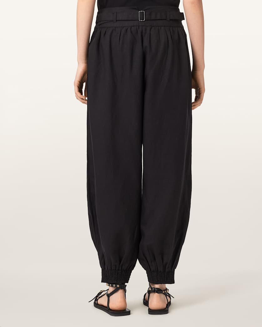 AllSaints Harrie Linen Blend Baggy Fit Pants Women's Hot Choc Brown Women's
