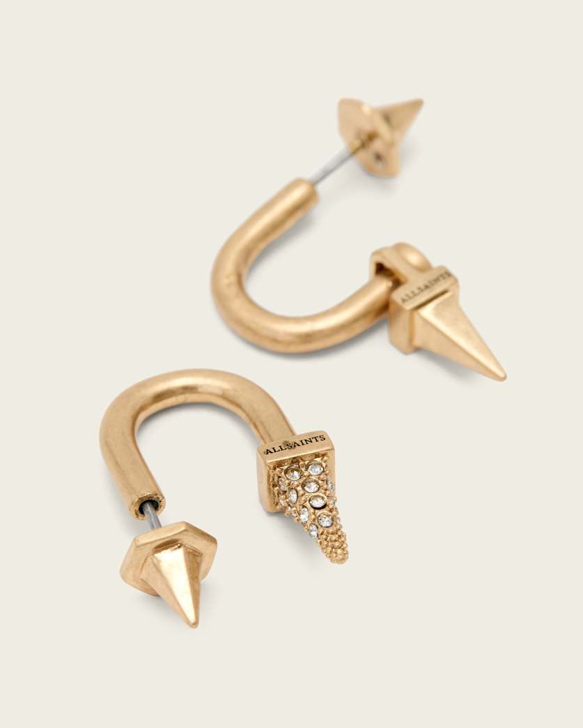 AllSaints Laio Spike Front Back Earrings Women's Warm Brass Women's