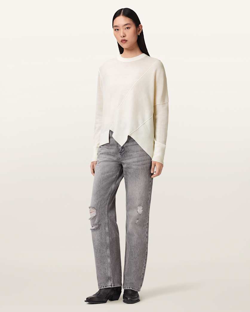 AllSaints Isla Crew Neck Merino Sweater Women's Chalk White Women's