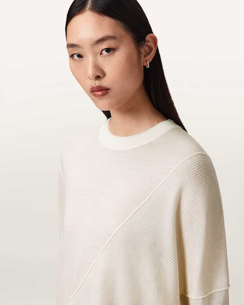 AllSaints Isla Crew Neck Merino Sweater Women's Chalk White Women's