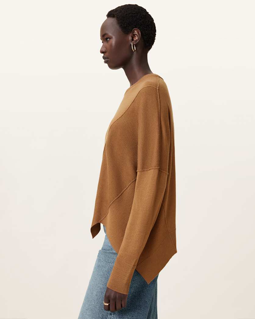 AllSaints Isla Crew Neck Merino Jumper Women's Sand Grey Women's