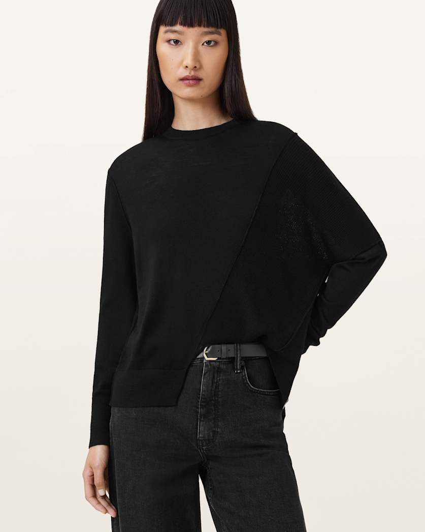 AllSaints Isla Crew Neck Merino Sweater Women's Chalk White Women's