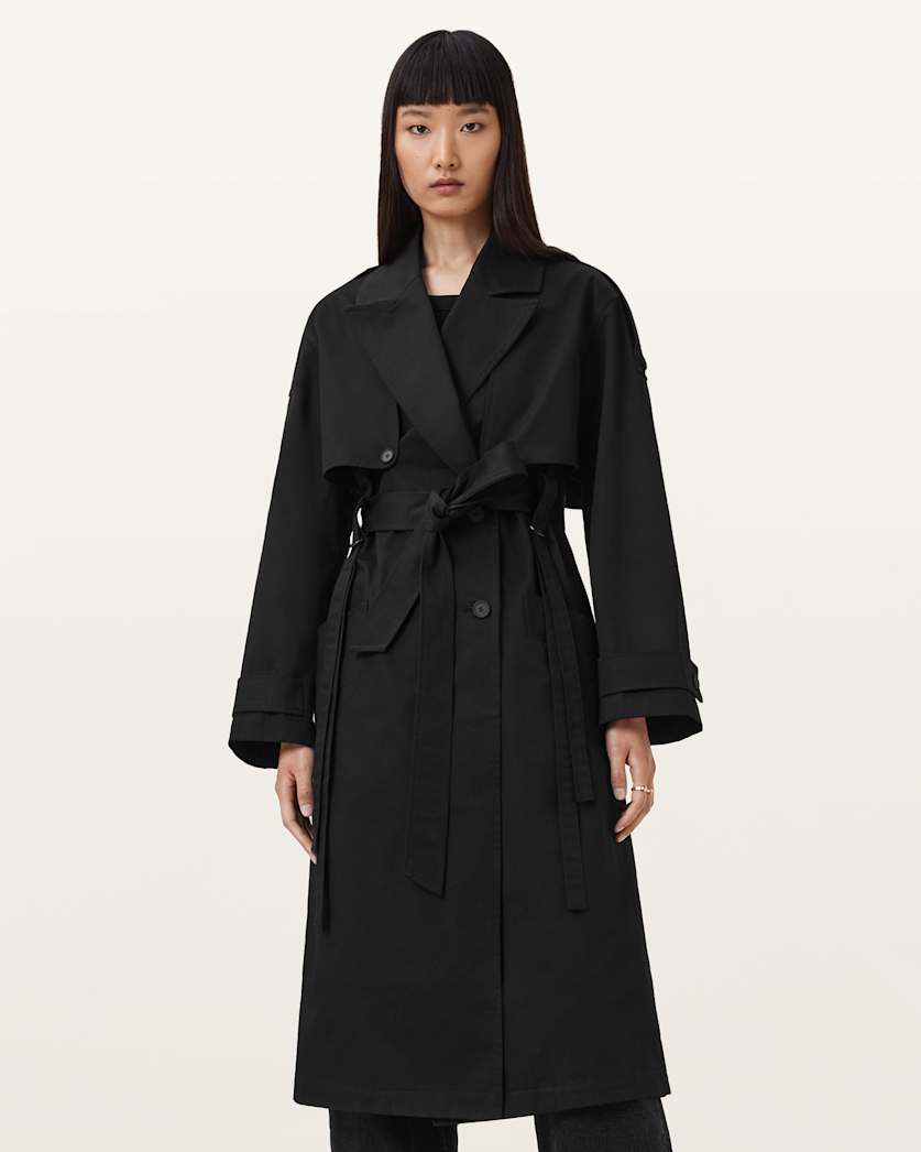AllSaints Cadence Relaxed Fit Trench Coat Women's Black Women's