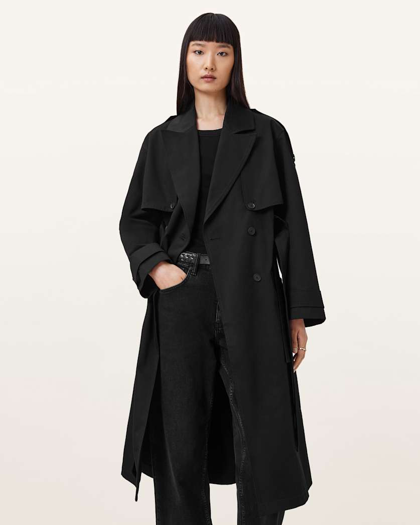 AllSaints Cadence Relaxed Fit Trench Coat Women's Black Women's