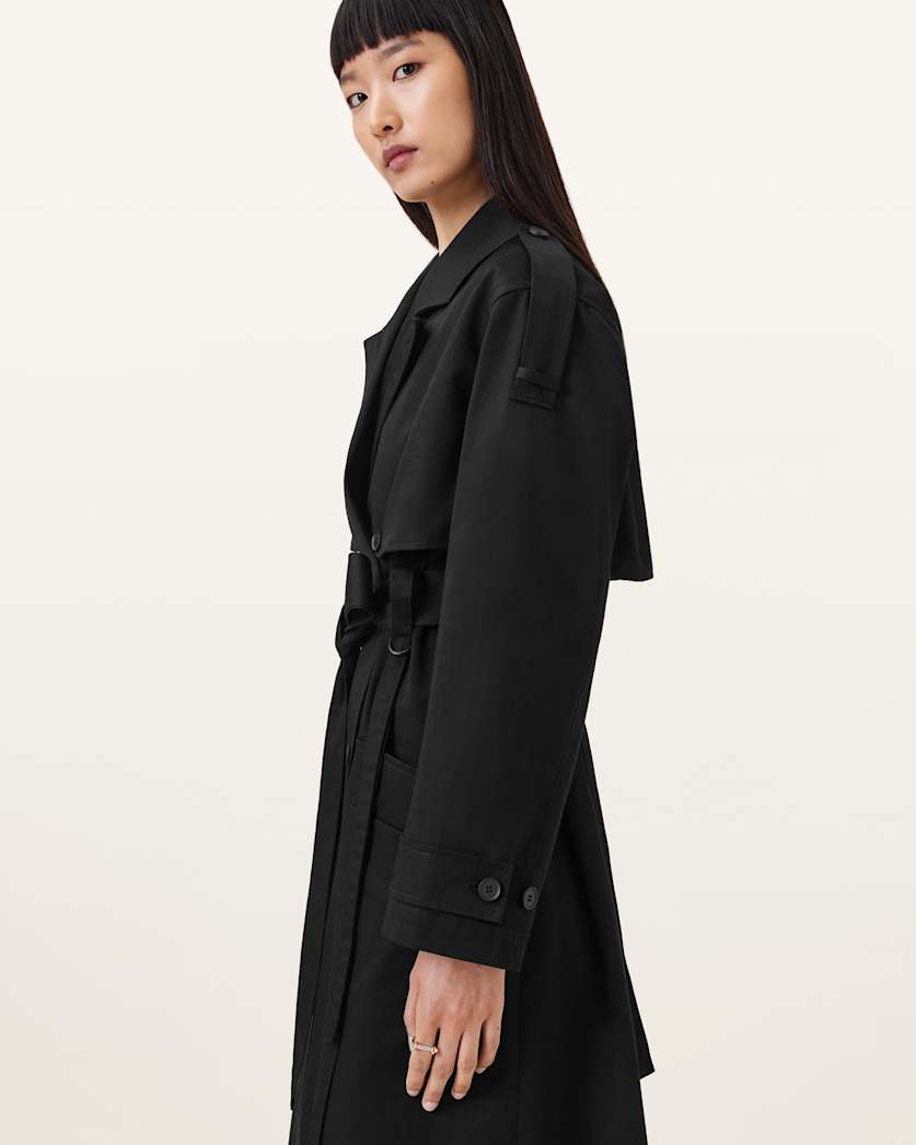 AllSaints Cadence Relaxed Fit Trench Coat Women's Black Women's