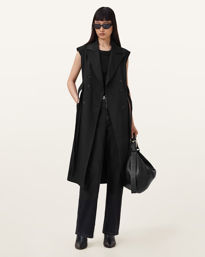 AllSaints Cadence Relaxed Fit Trench Coat Women's Black Women's