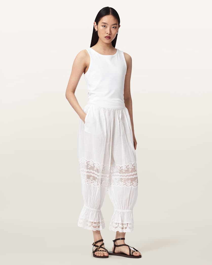 AllSaints Solene Cropped Lace Pants Women's White Women's