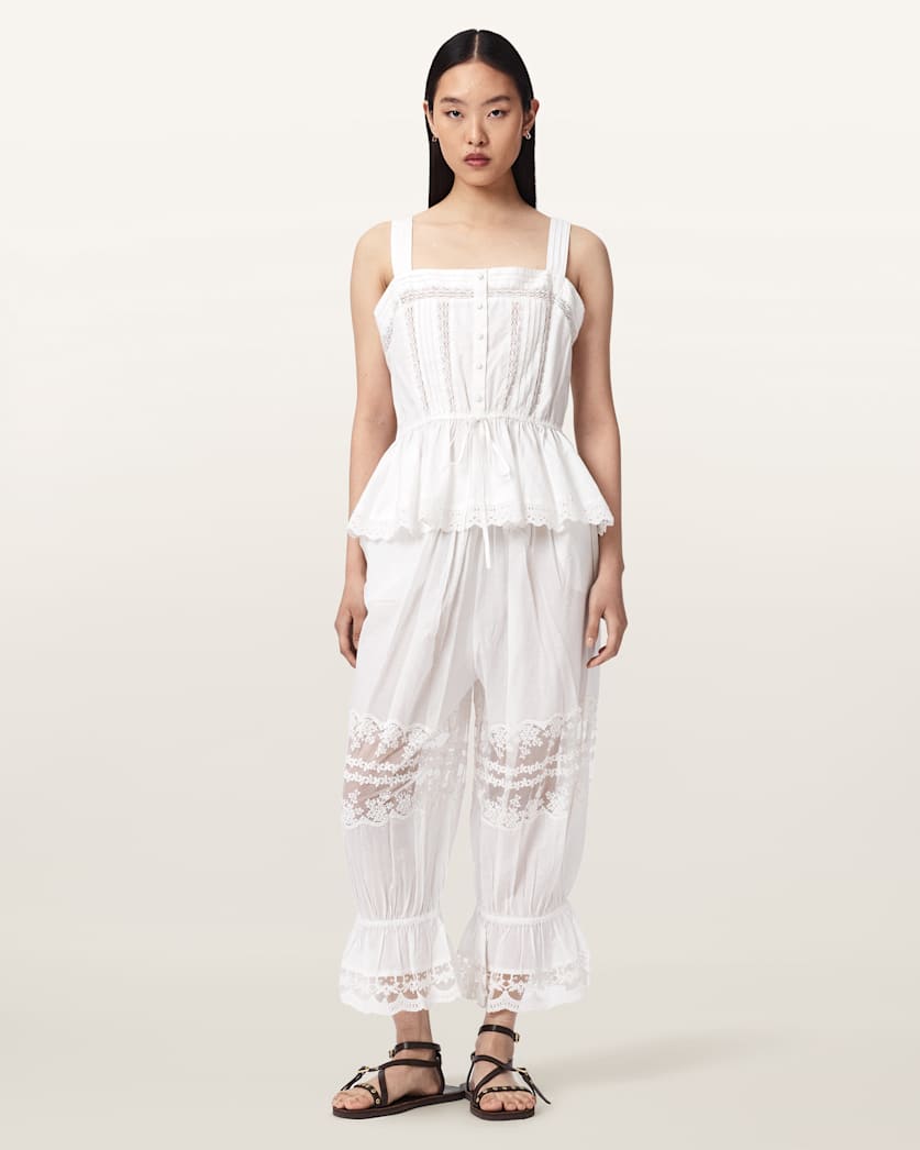 AllSaints Solene Cropped Lace Pants Women's White Women's