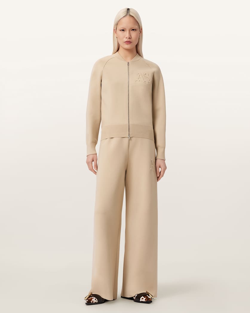 AllSaints Sonny Zip Up Cardigan Women's Pebble White Women's
