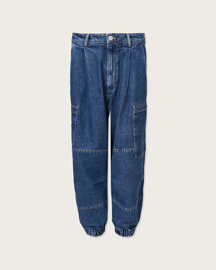 AllSaints Sol Tapered Denim Cargo Jeans Women's Mid Indigo Women's