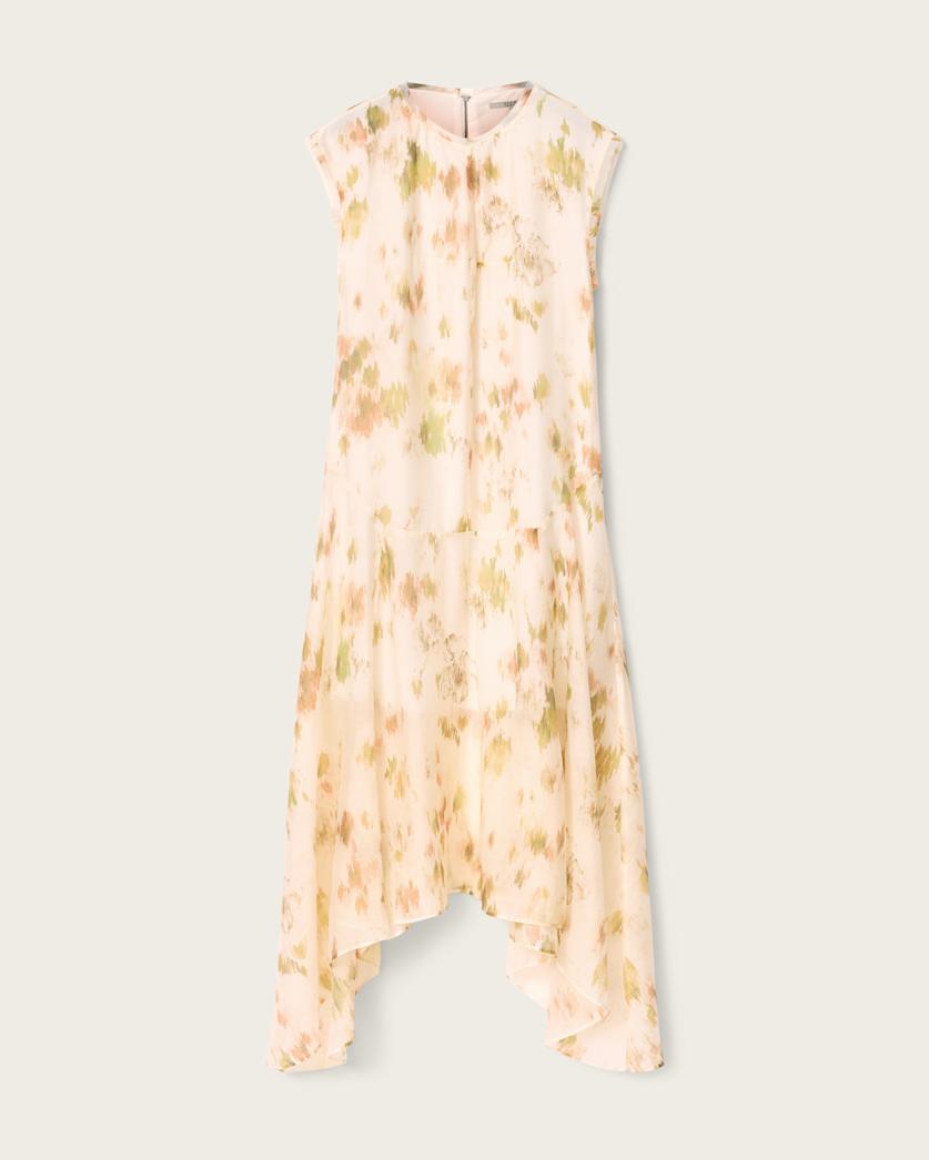AllSaints Tanner Floral Midi Dress Women's Wildflower White Women's