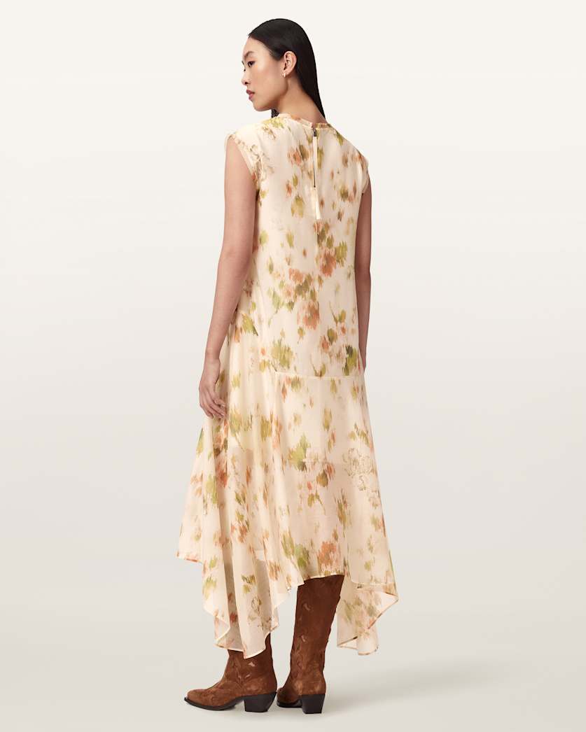 AllSaints Tanner Floral Midi Dress Women's Wildflower White Women's