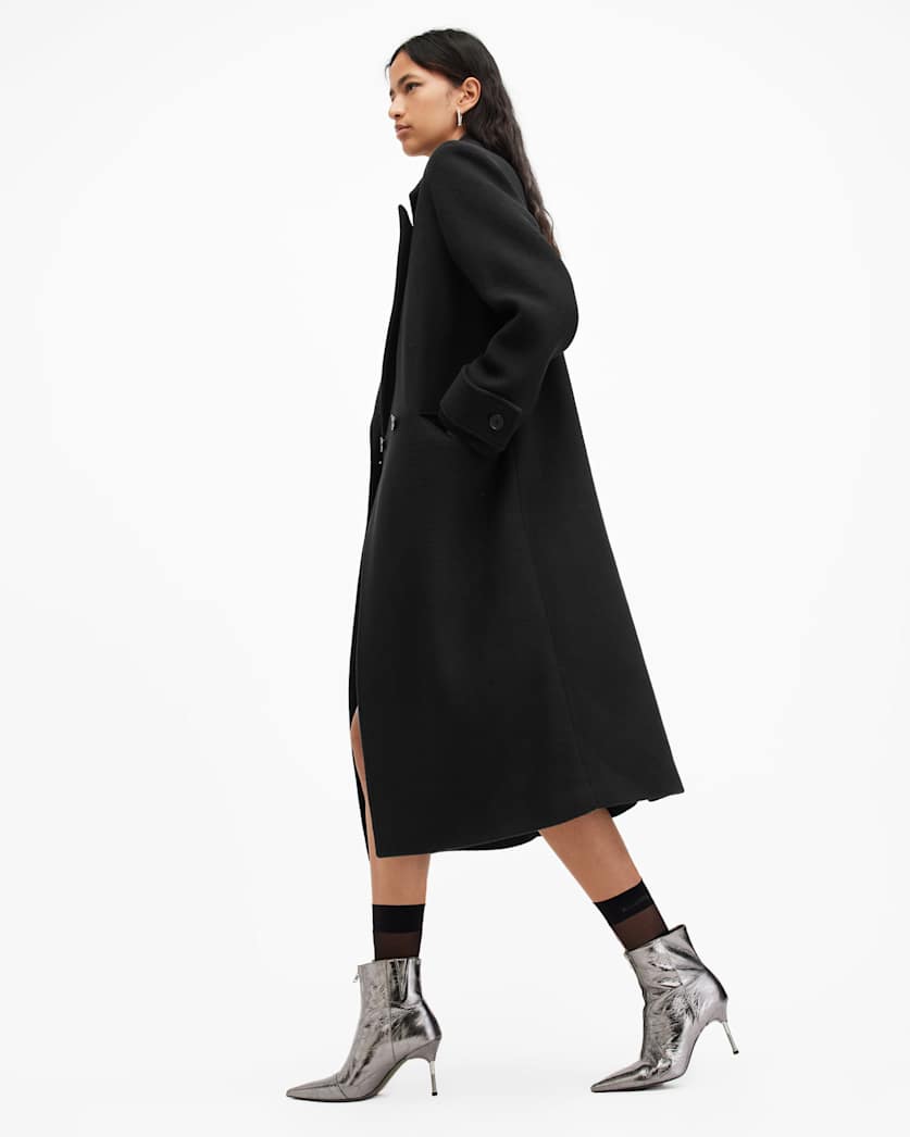 AllSaints Mabel Double Breasted Oversized Coat Women's Black Women's