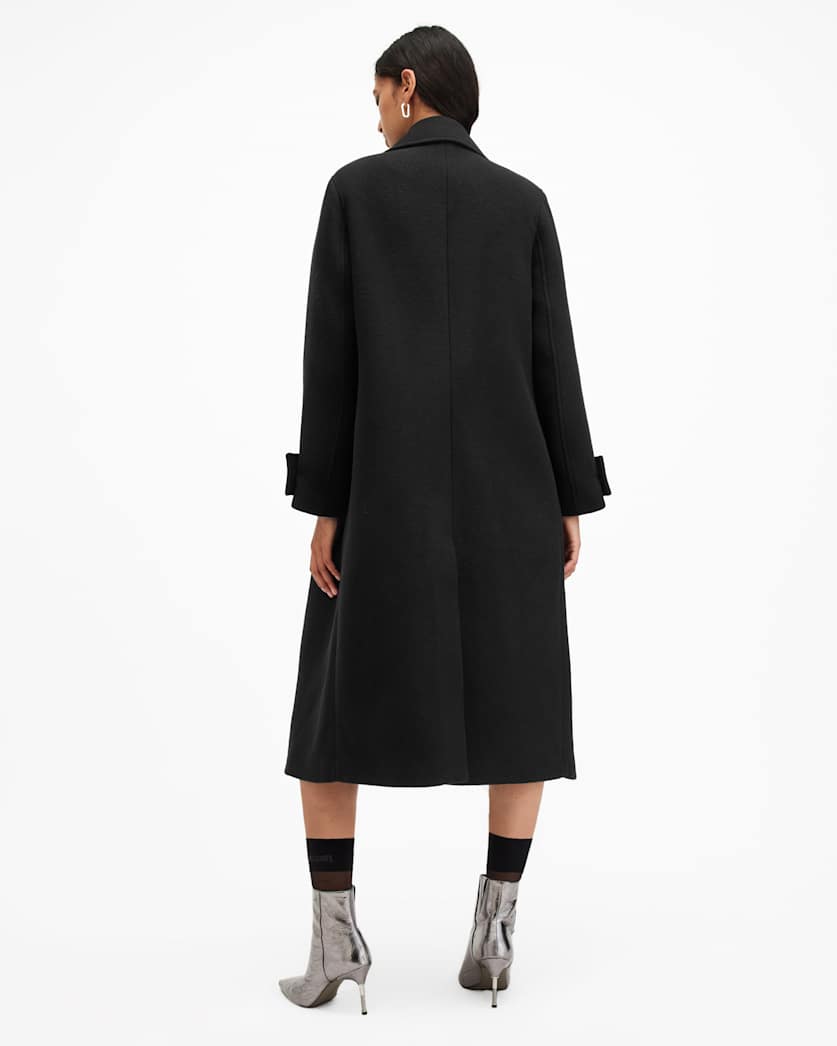 AllSaints Mabel Double Breasted Oversized Coat Women's Black Women's