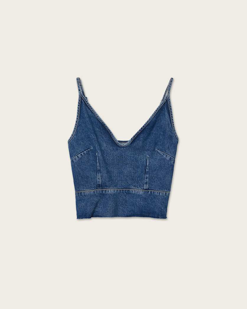 AllSaints Lilah Denim Slim Tank Top Women's Mid Indigo Women's
