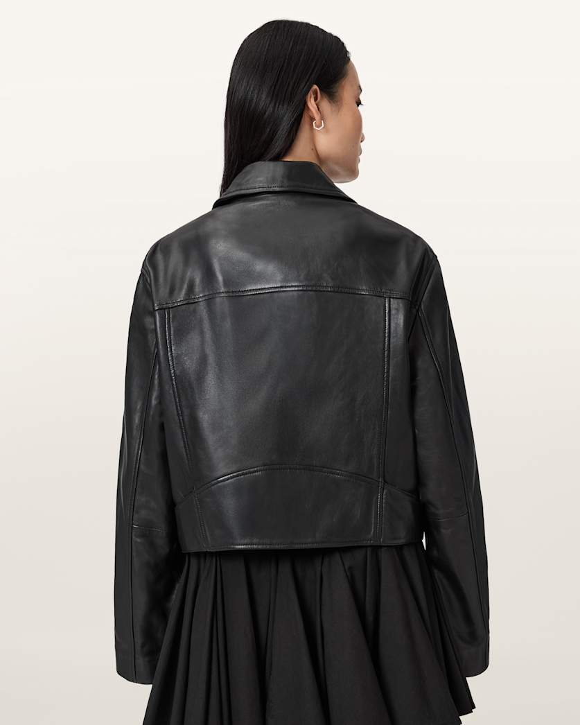 AllSaints Masone Leather Biker Jacket Women's Black Women's