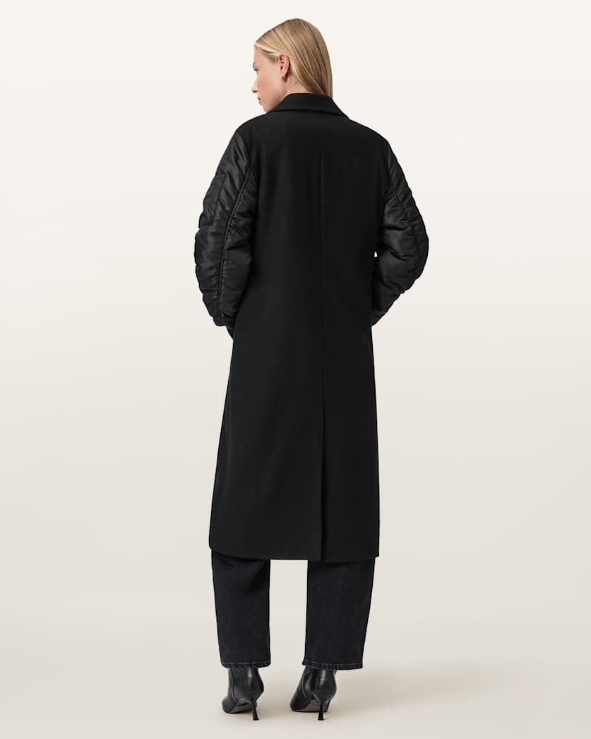 AllSaints Paulah Wool Blend Double Breasted Coat Women's Black Women's