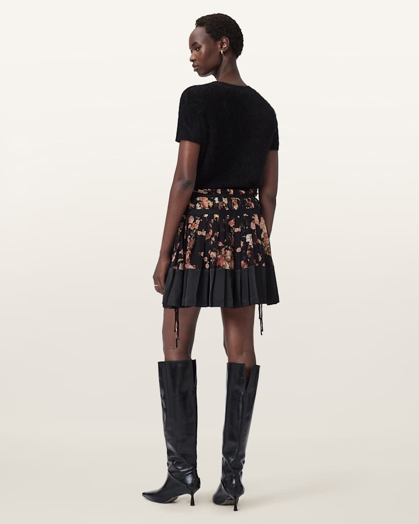 AllSaints Saffron Satin Mini Skirt Women's Armada Black Women's