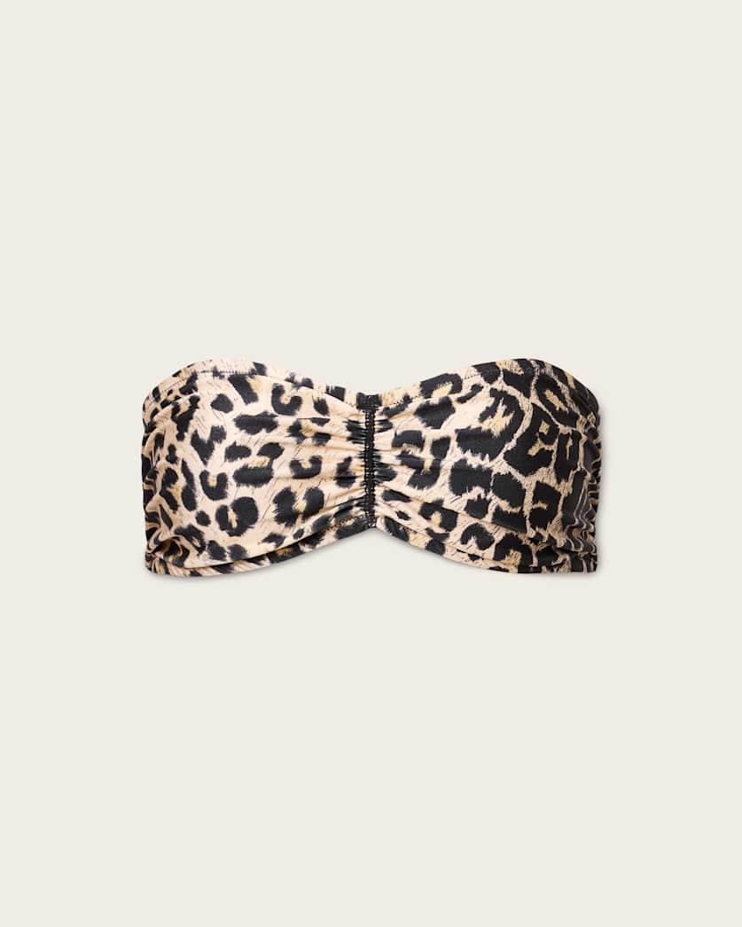 AllSaints Court Strapless Animal Print Bikini Top Women's Leppo Brown Women's