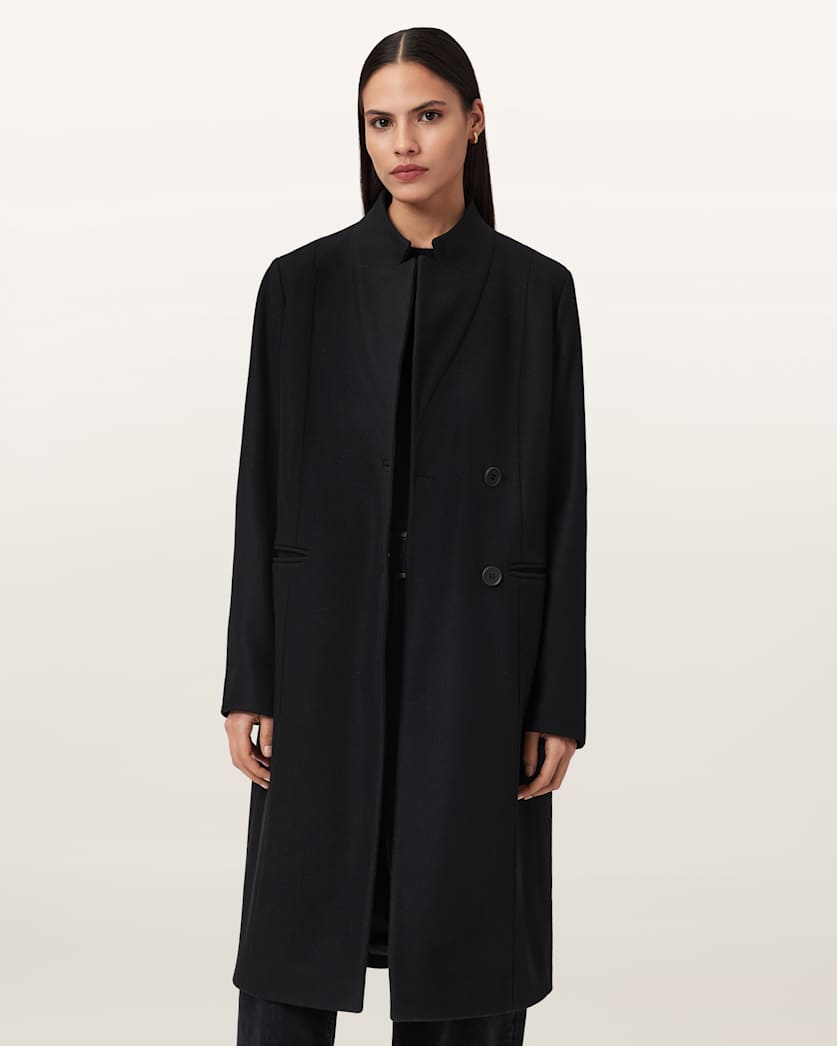 AllSaints Sidney Wool Cashmere Blend Tailored Coat Women's Black Women's