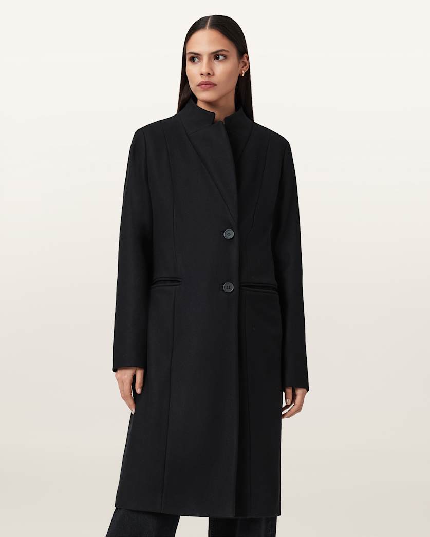 AllSaints Sidney Wool Cashmere Blend Tailored Coat Women's Black Women's