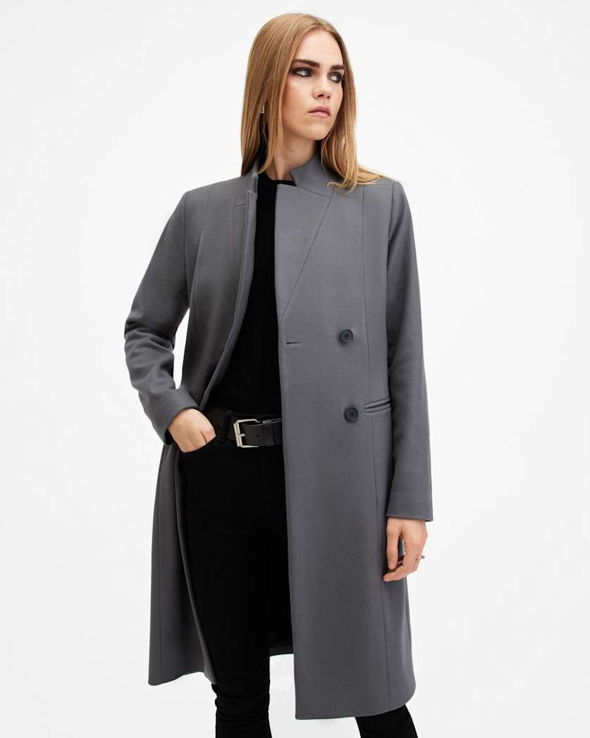 AllSaints Sidney Wool Cashmere Blend Tailored Coat Women's Black Women's