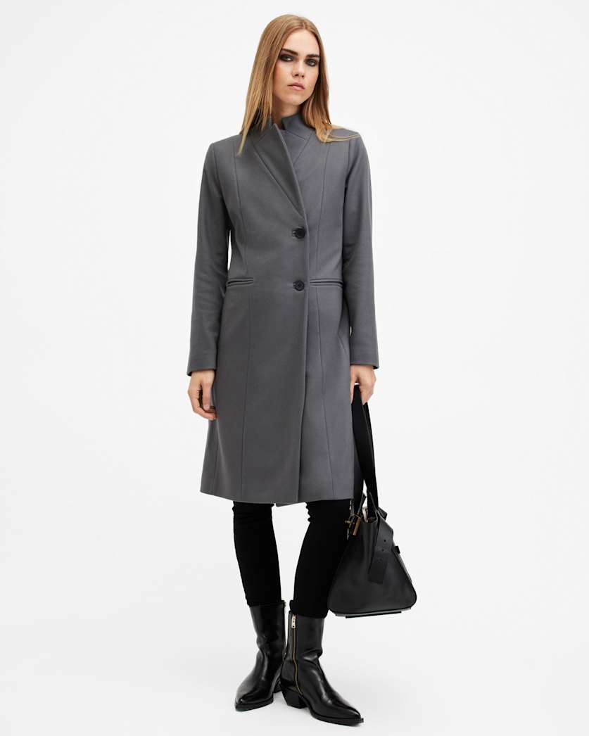 AllSaints Sidney Wool Cashmere Blend Tailored Coat Women's Black Women's