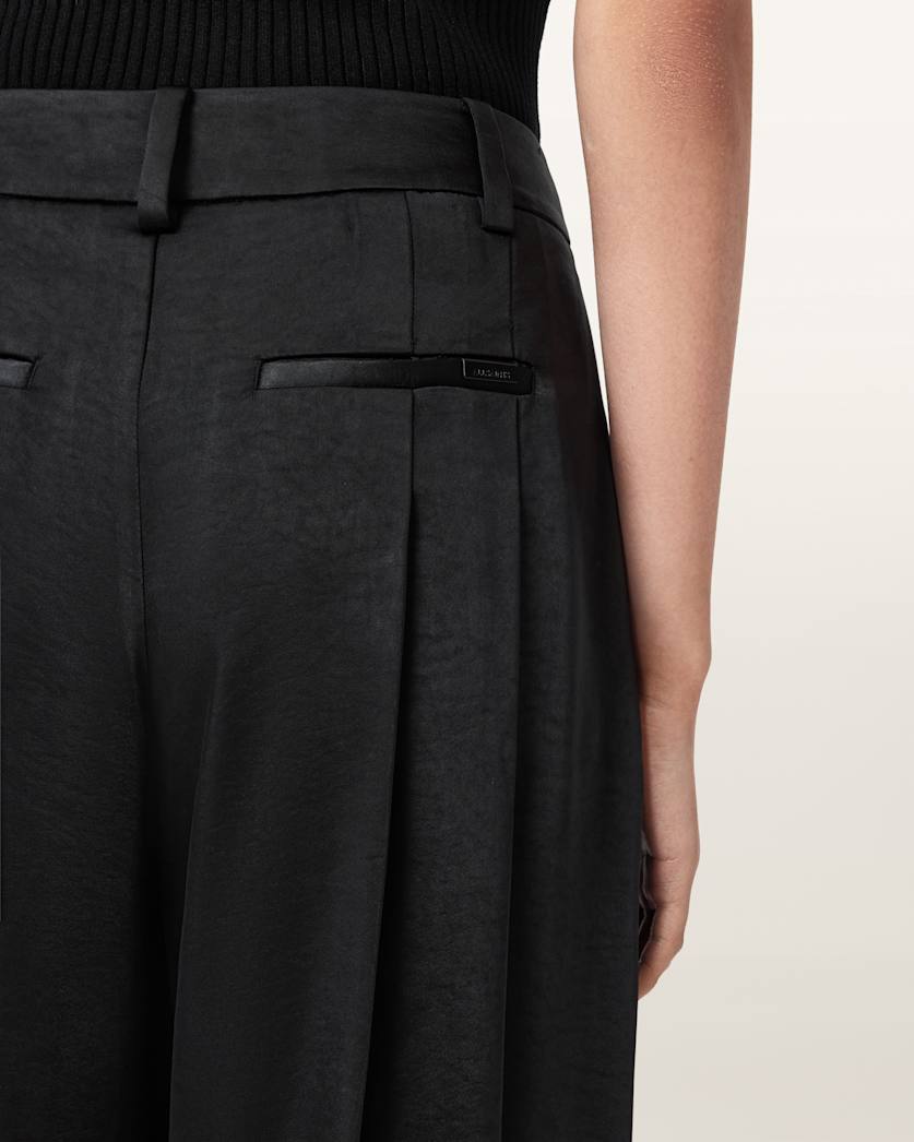 AllSaints Poppy Satin Straight Leg Pants Women's Black Women's