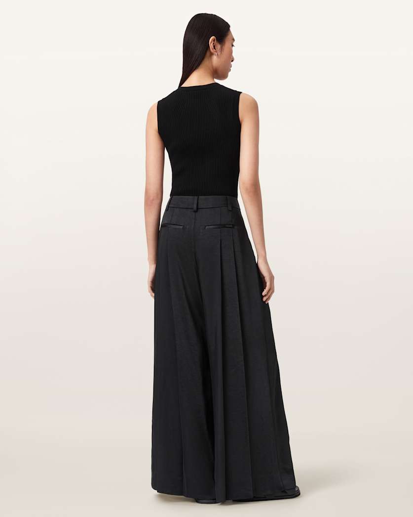 AllSaints Poppy Satin Straight Leg Pants Women's Black Women's