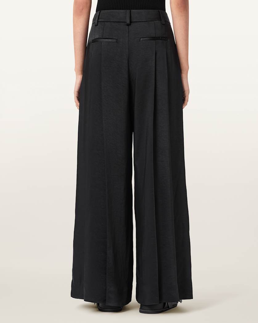 AllSaints Poppy Satin Straight Leg Pants Women's Black Women's