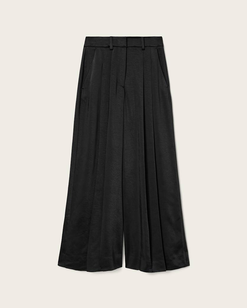 AllSaints Poppy Satin Straight Leg Pants Women's Black Women's