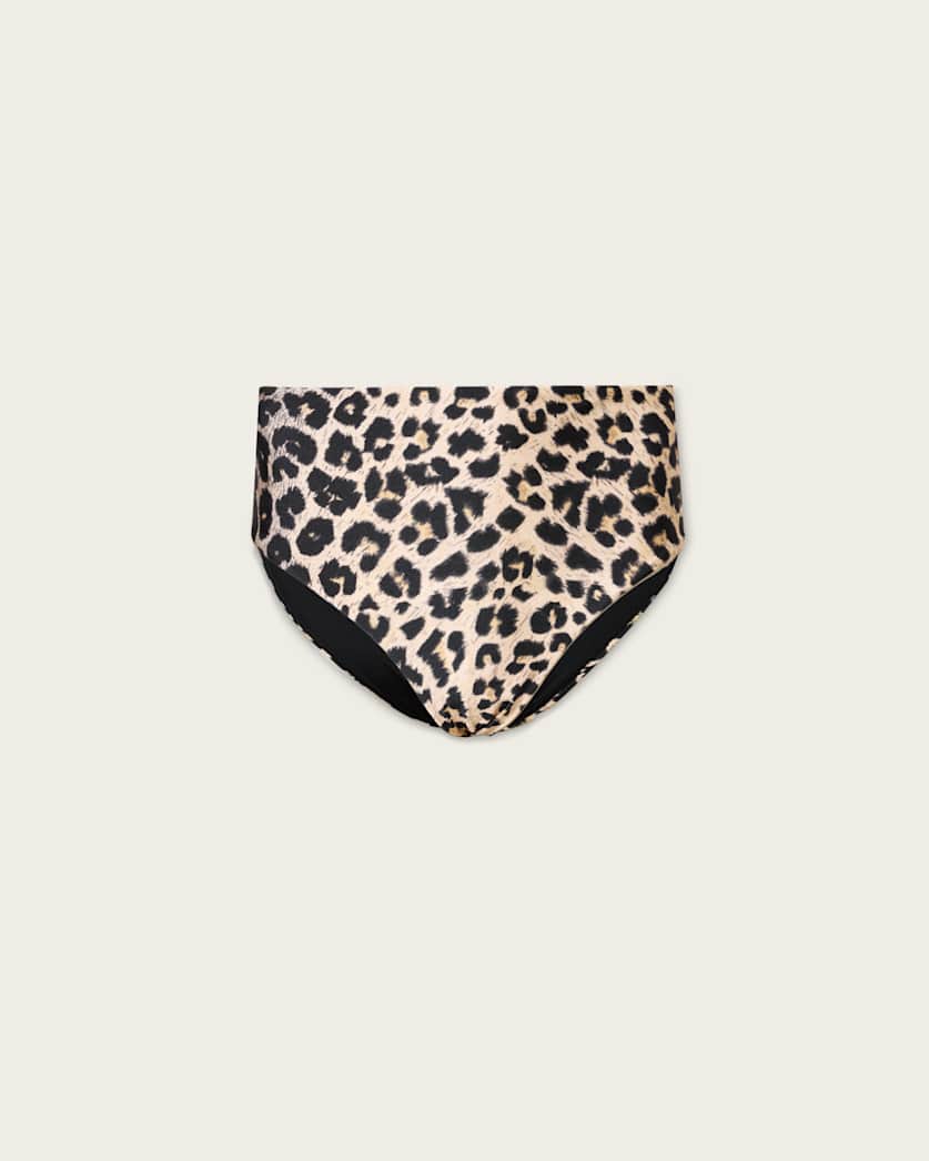 AllSaints Talaria High Rise Animal Print Bikini Bottoms Women's Leppo Brown Women's