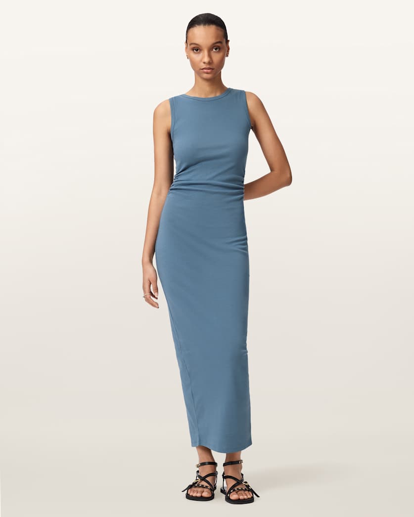 AllSaints Katarina Boat Neck Slim Fit Maxi Dress Women's Captain Blue Women's