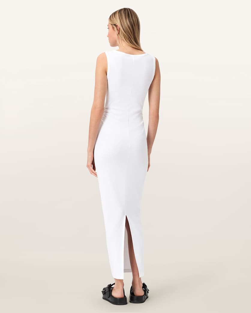 AllSaints Katarina Boat Neck Bodycon Fit Maxi Dress Women's Optic White Women's