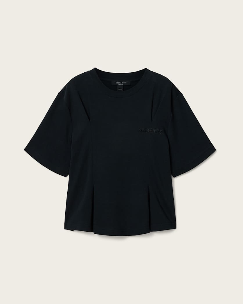 AllSaints Sofia Lisa Boxy Embroidered T Shirt Women's Black Women's