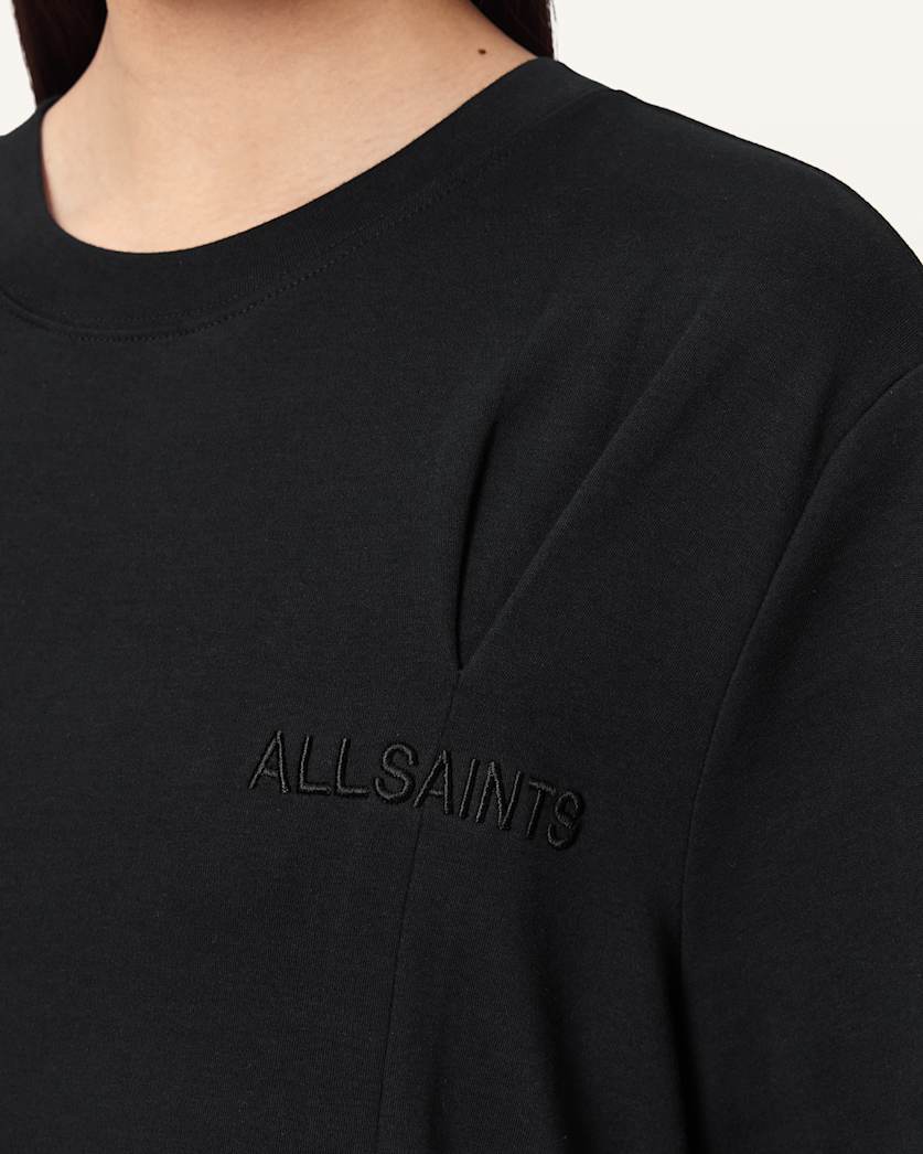 AllSaints Sofia Lisa Boxy Embroidered T Shirt Women's Black Women's