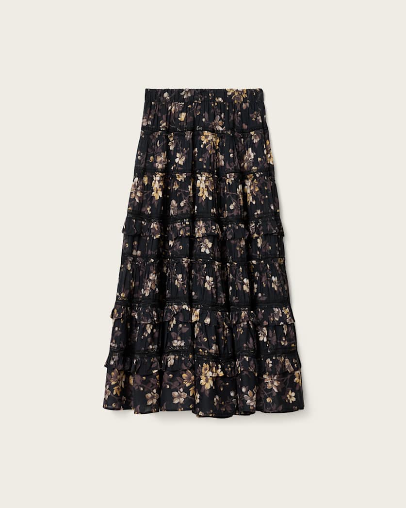 AllSaints Talia Printed Midi Skirt Women's Vine Black Women's